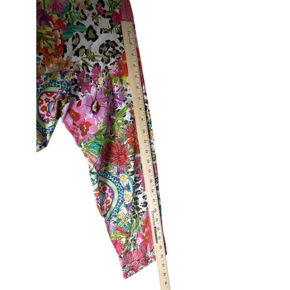 Johnny Was Multi-Color Floral & Leopard Print Button-Down Shirt - Picture 8 of 12